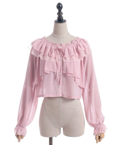 Off-Shoulder Chiffon Blouse