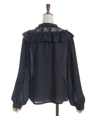 Frill Blouse with Jabot Brooch