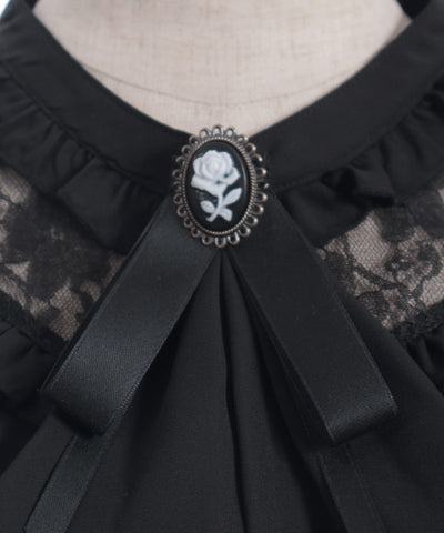 Frill Blouse with Jabot Brooch