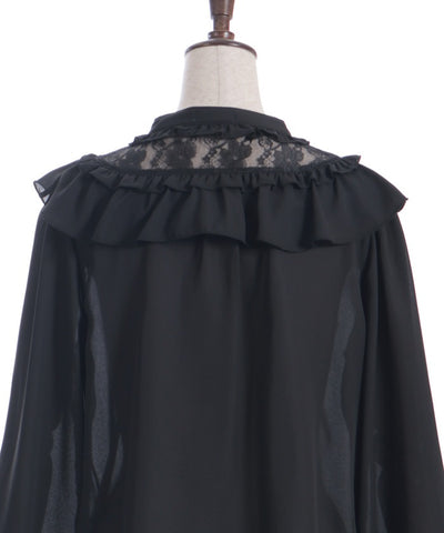 Frill Blouse with Jabot Brooch