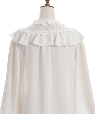 Frill Blouse with Jabot Brooch