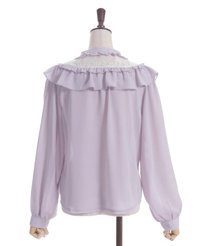 Frill Blouse with Jabot Brooch