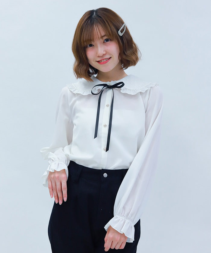 Heart Tulle Big Collar Blouse – axes femme from JAPAN