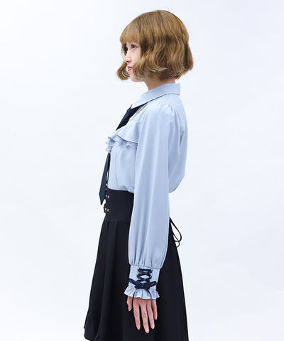 Blouse with 2-Way Striped Tie