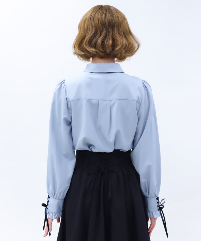 Blouse with 2-Way Striped Tie