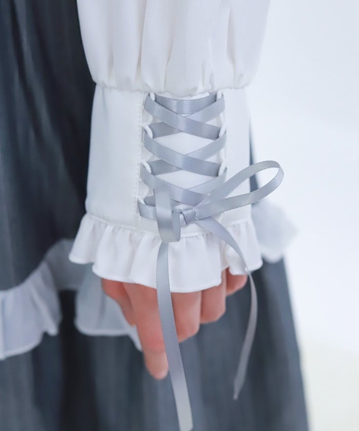 Blouse with 2-Way Striped Tie