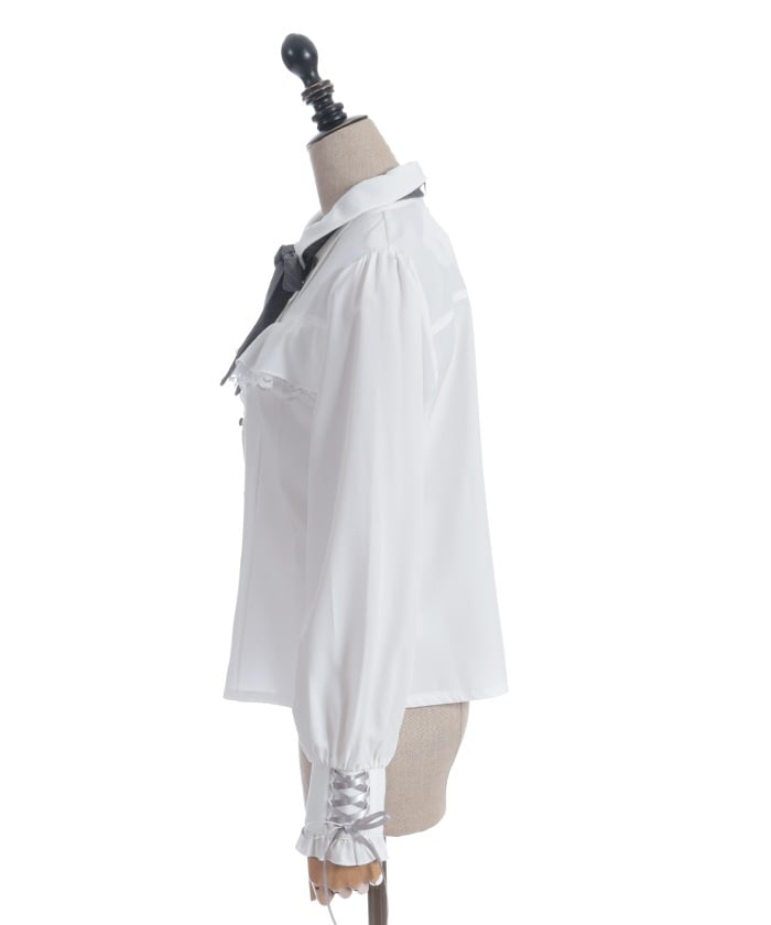 Blouse with 2-Way Striped Tie