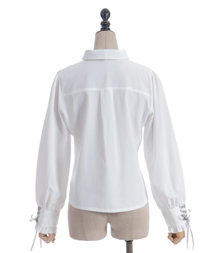 Blouse with 2-Way Striped Tie