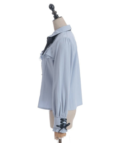 Blouse with 2-Way Striped Tie