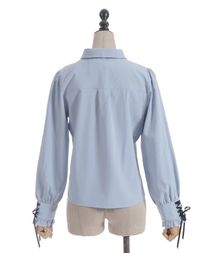 Blouse with 2-Way Striped Tie