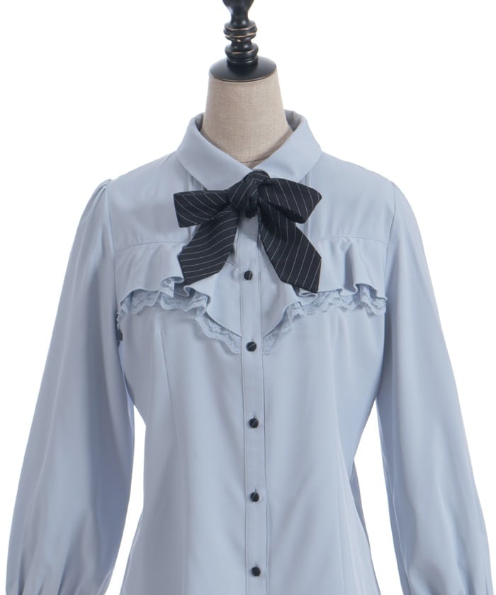 Blouse with 2-Way Striped Tie