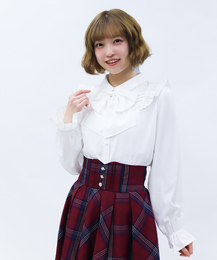 Big Ribbon Round Collar Blouse