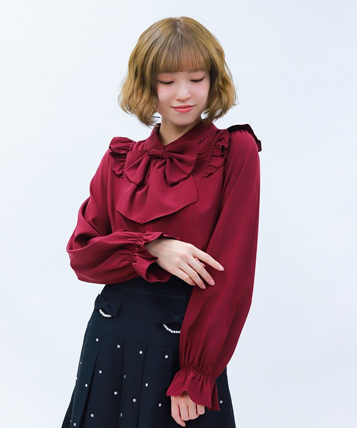 Big Ribbon Round Collar Blouse