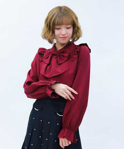Big Ribbon Round Collar Blouse