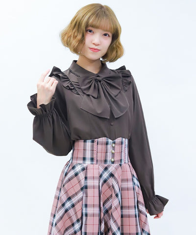 Big Ribbon Round Collar Blouse