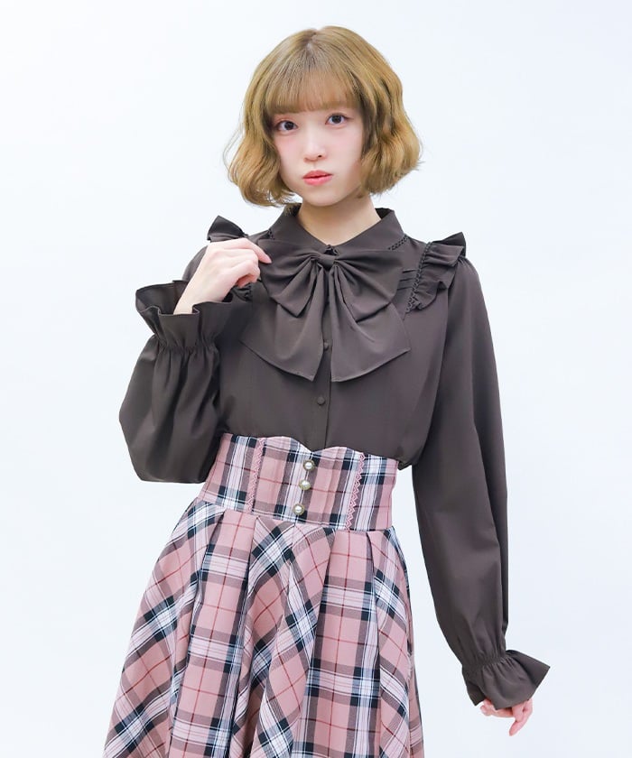 Big Ribbon Round Collar Blouse