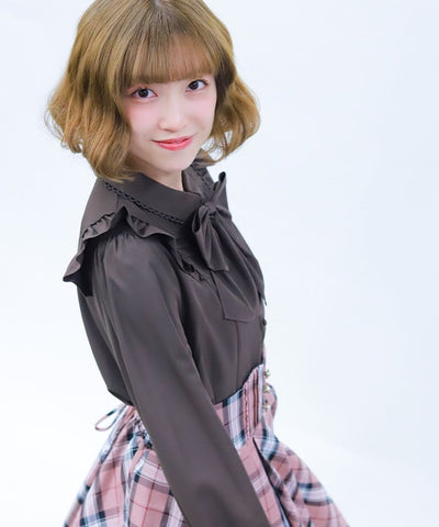 Big Ribbon Round Collar Blouse