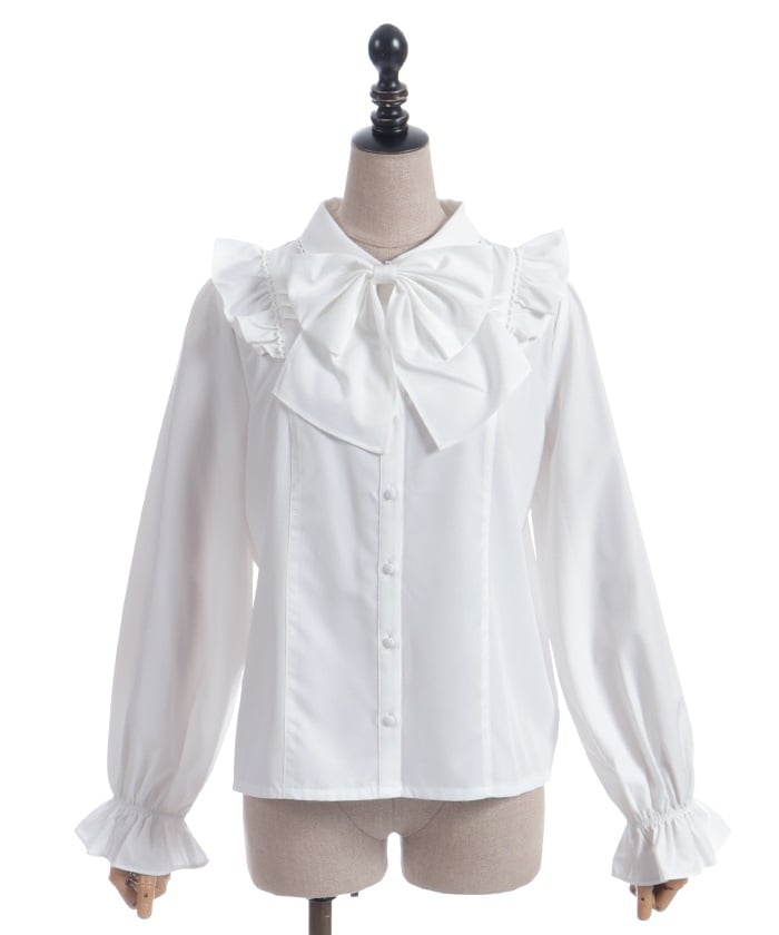 Big Ribbon Round Collar Blouse