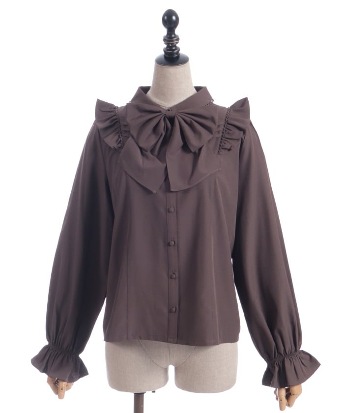 Big Ribbon Round Collar Blouse