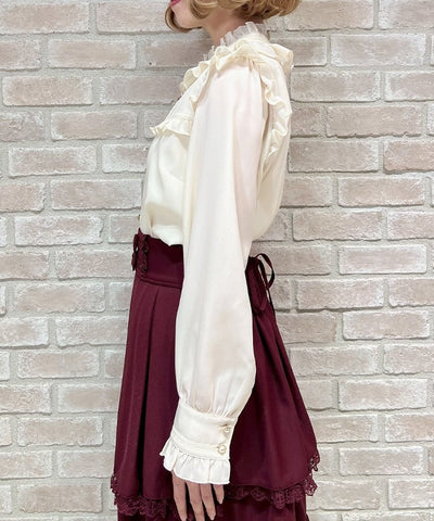Stand Collar Frill Blouse