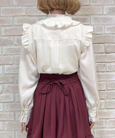 Stand Collar Frill Blouse