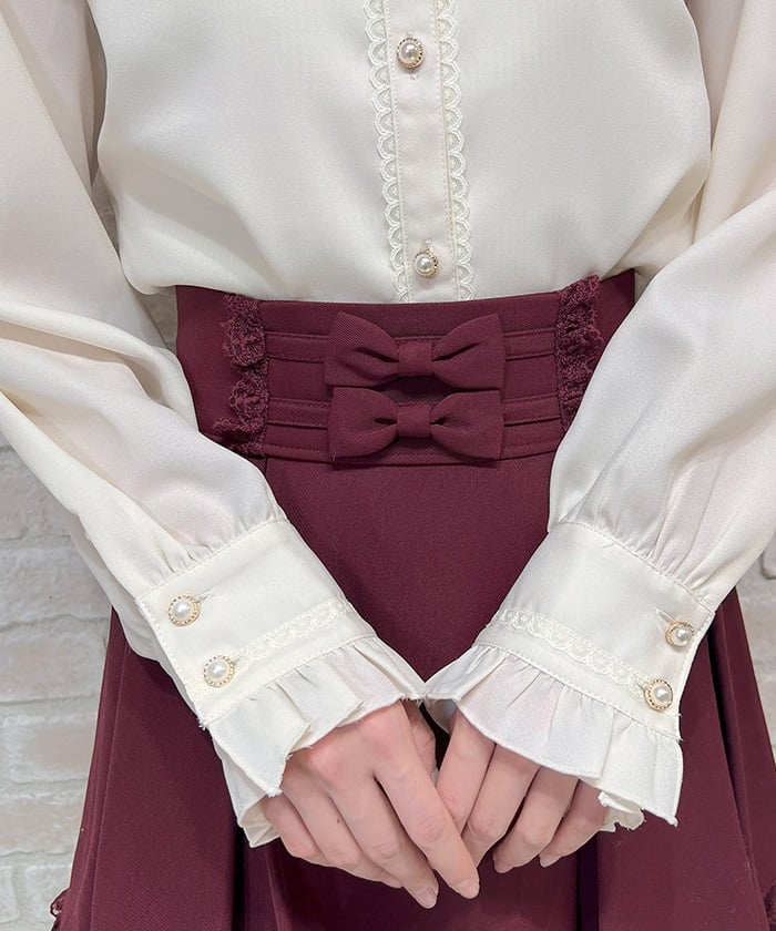 Stand Collar Frill Blouse