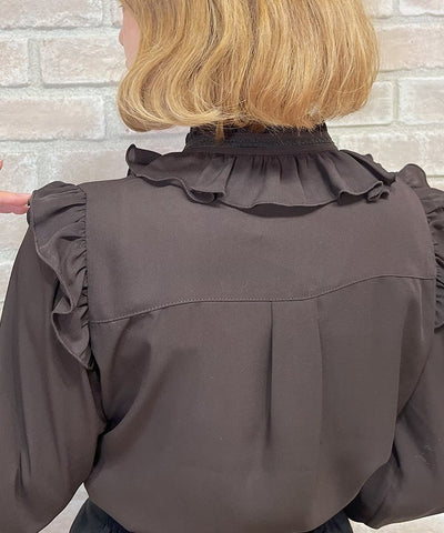 Stand Collar Frill Blouse