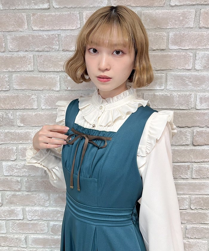 Stand Collar Frill Blouse