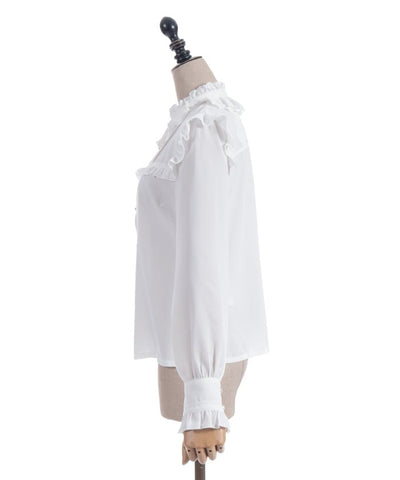 Stand Collar Frill Blouse