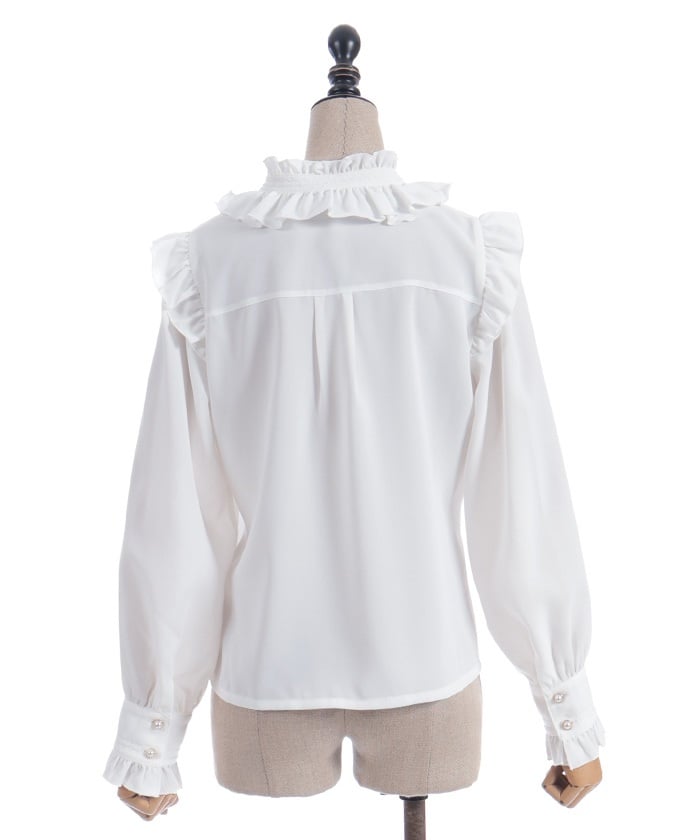 Stand Collar Frill Blouse