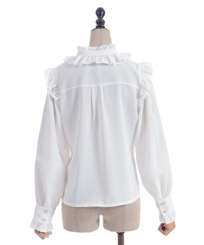 Stand Collar Frill Blouse