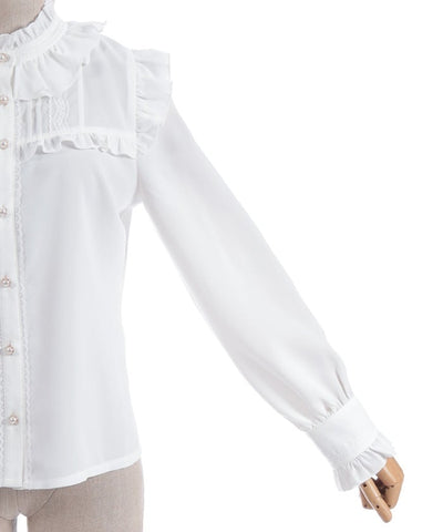 Stand Collar Frill Blouse