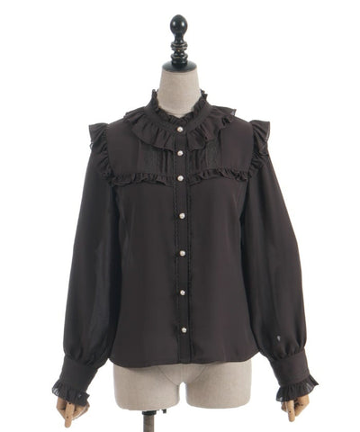 Stand Collar Frill Blouse