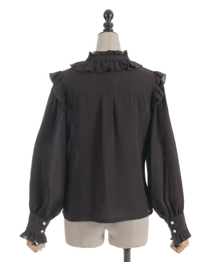 Stand Collar Frill Blouse