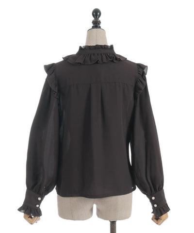Stand Collar Frill Blouse
