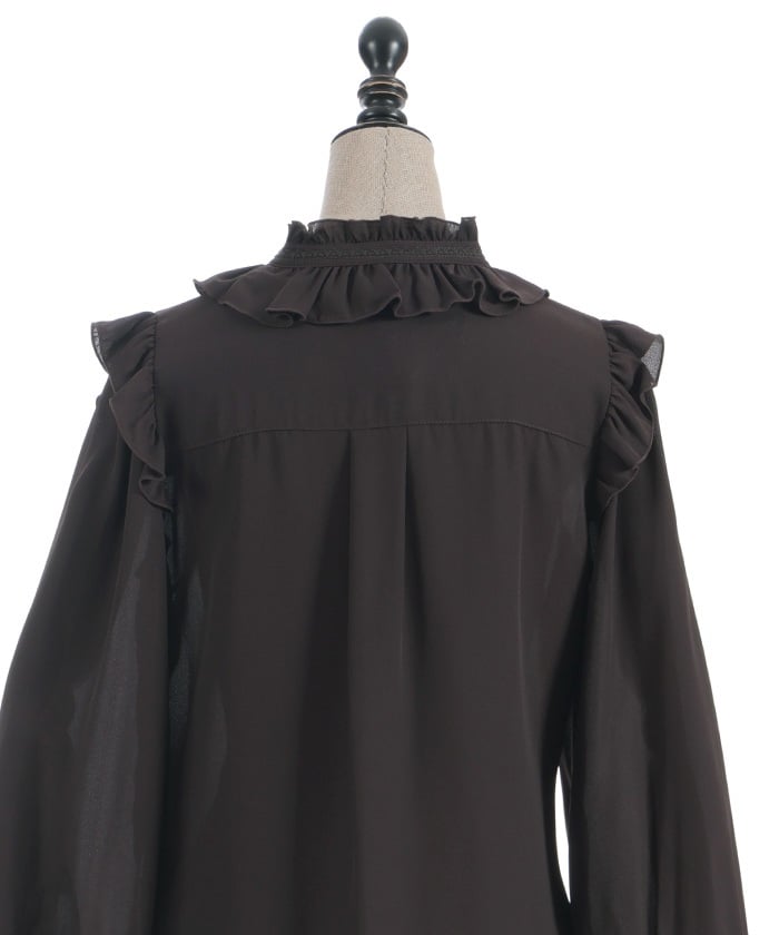 Stand Collar Frill Blouse