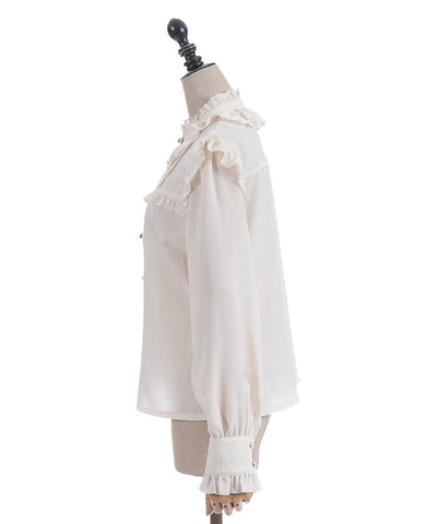 Stand Collar Frill Blouse