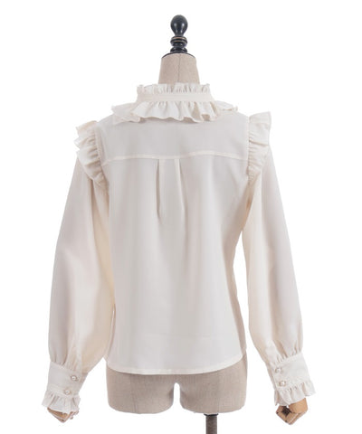 Stand Collar Frill Blouse