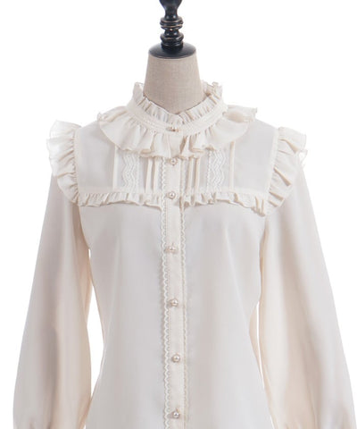 Stand Collar Frill Blouse