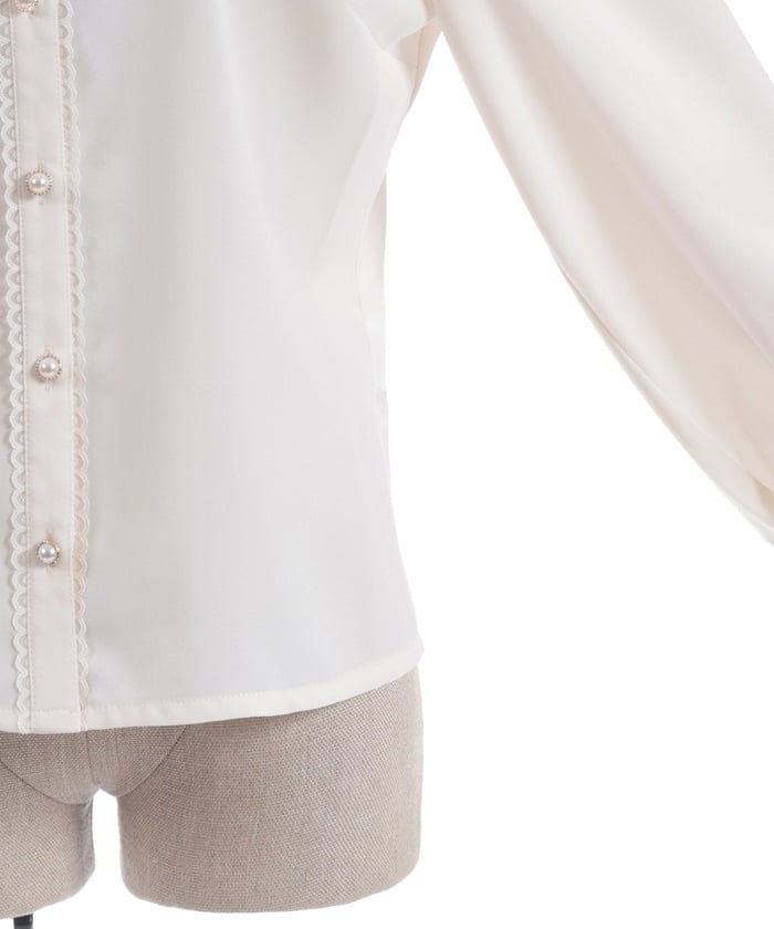 Stand Collar Frill Blouse