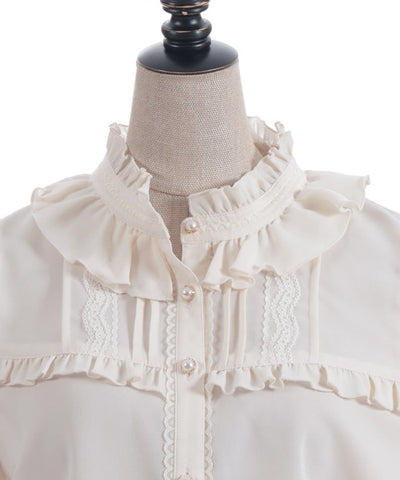 Stand Collar Frill Blouse