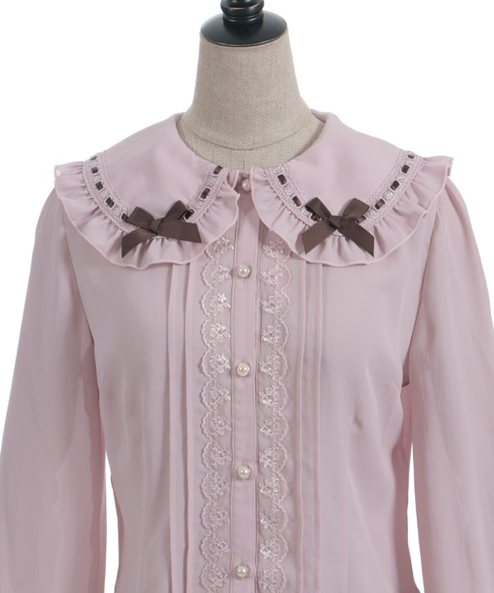 Chocolate Ribbon Round Collar Blouse – axes femme from JAPAN