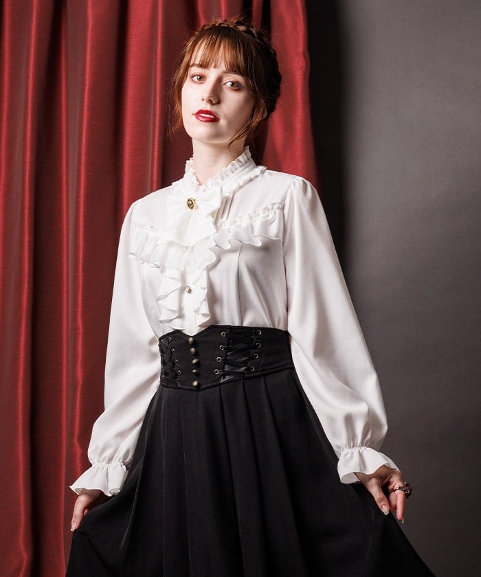 Ribbon & Jabot Brooch Blouse
