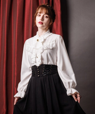 Ribbon & Jabot Brooch Blouse