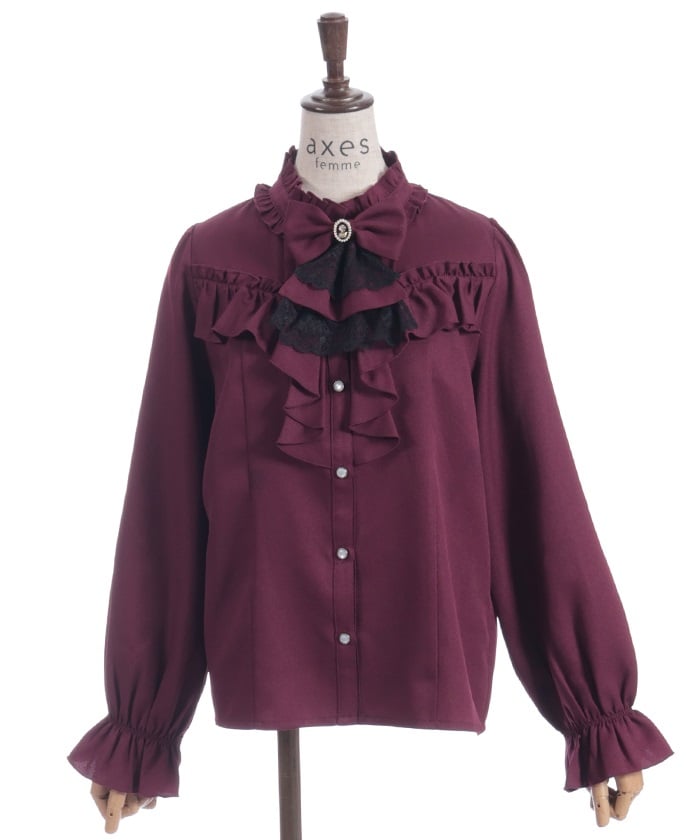 Ribbon & Jabot Brooch Blouse