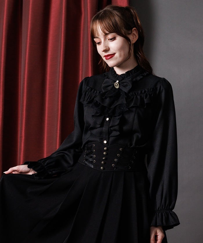Ribbon & Jabot Brooch Blouse