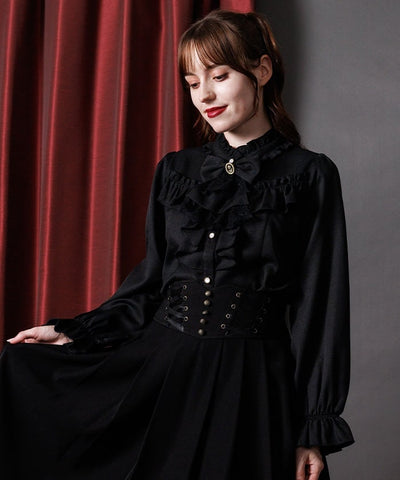 Ribbon & Jabot Brooch Blouse