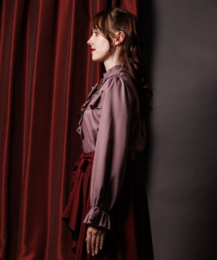 Ribbon & Jabot Brooch Blouse