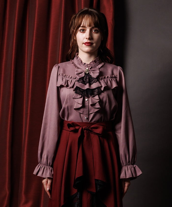 Ribbon & Jabot Brooch Blouse