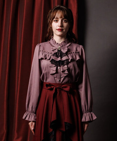 Ribbon & Jabot Brooch Blouse